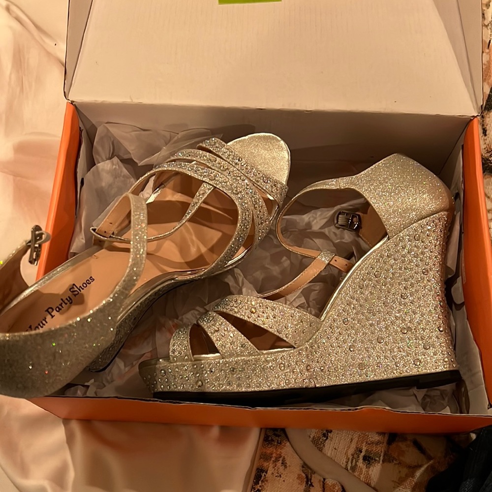 Silver Rhinestone Wedges - Picture 5 of 5